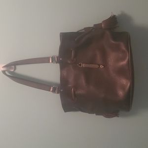 Cole Haan large black leather bag with brown trim